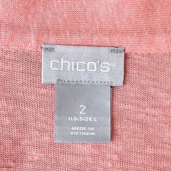 Chico's Soft Knit 100% Linen Easy Henley V-Neck Collar Top - Picture 7 of 8
